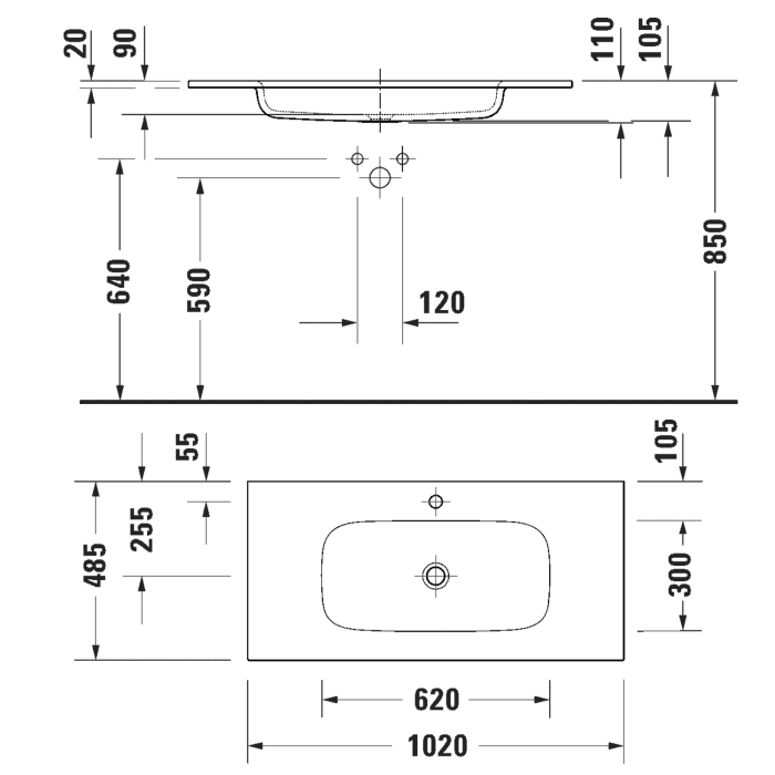 Duravit Sivida Waschtisch 102 cm
