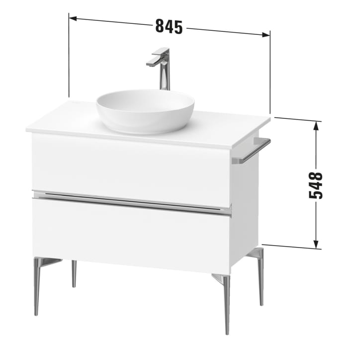 Duravit Sivida Konsolenwaschtischunterbau bodenstehend 84,5 x 54,8 cm mit 2 Auszügen