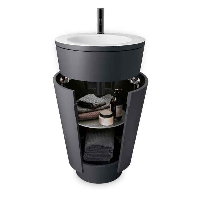 Duravit Starck 1 c-bonded Waschtisch mit Unterschrank bodenstehend, 2 Türen und Innenbeleuchtung