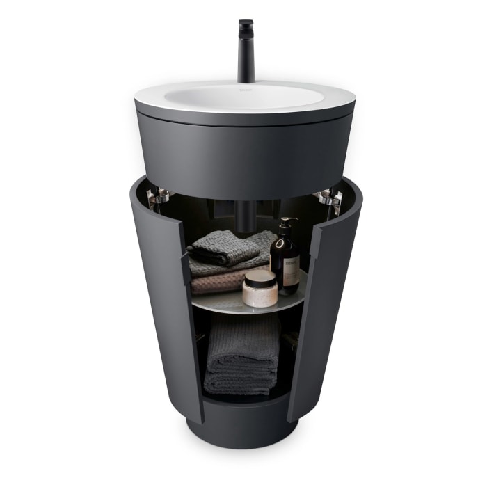 Duravit Starck 1 c-bonded Waschtisch mit Unterschrank bodenstehend, 2 Türen und Innenbeleuchtung