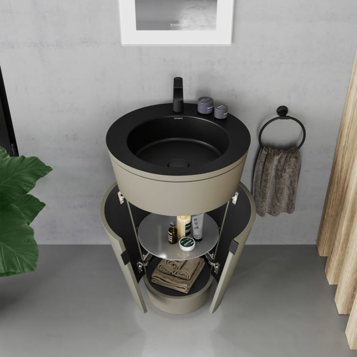 Duravit Starck 1 c-bonded Waschtisch mit Unterschrank bodenstehend, 2 Türen und Innenbeleuchtung