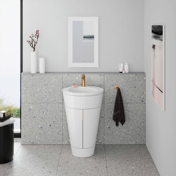 Duravit Starck 1 c-bonded Waschtisch mit Unterschrank bodenstehend, 2 Türen und Innenbeleuchtung