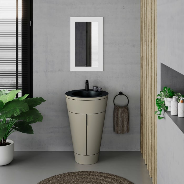 Duravit Starck 1 c-bonded Waschtisch mit Unterschrank bodenstehend, 2 Türen und Innenbeleuchtung