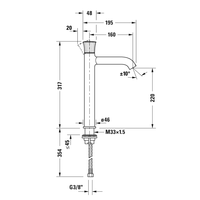 Duravit White Tulip Einhebel-Waschtischmischer XL ohne Ablaufgarnitur
