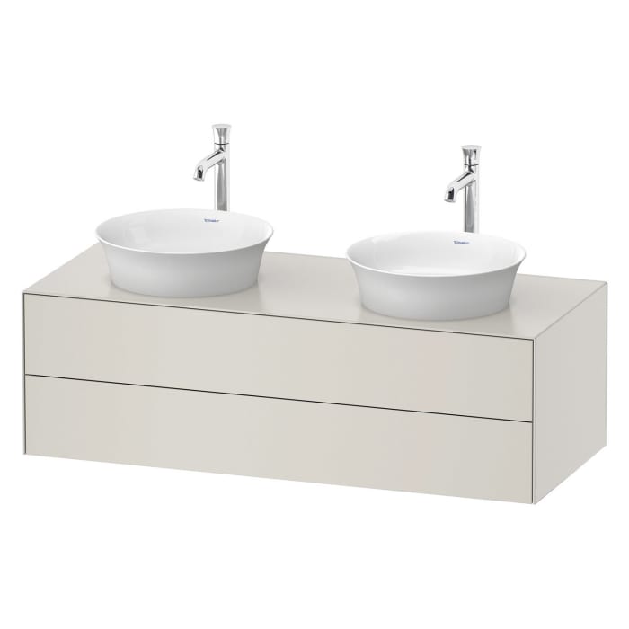 Duravit White Tulip Konsolenwaschtischunterbau mit zwei Ausschnitten 130 x 40,8 cm, 2 Auszüge, grifflos