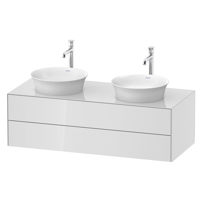 Duravit White Tulip Konsolenwaschtischunterbau mit zwei Ausschnitten 130 x 40,8 cm, 2 Auszüge, grifflos