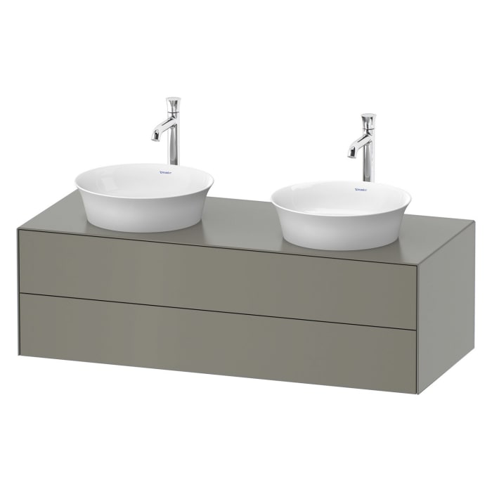 Duravit White Tulip Konsolenwaschtischunterbau mit zwei Ausschnitten 130 x 40,8 cm, 2 Auszüge, grifflos