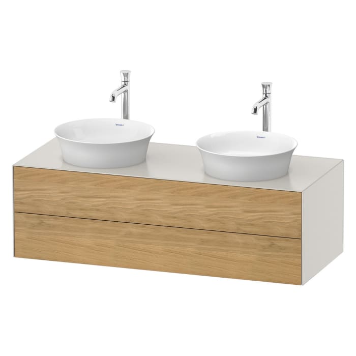 Duravit White Tulip Konsolenwaschtischunterbau mit zwei Ausschnitten 130 x 40,8 cm, 2 Auszüge, grifflos