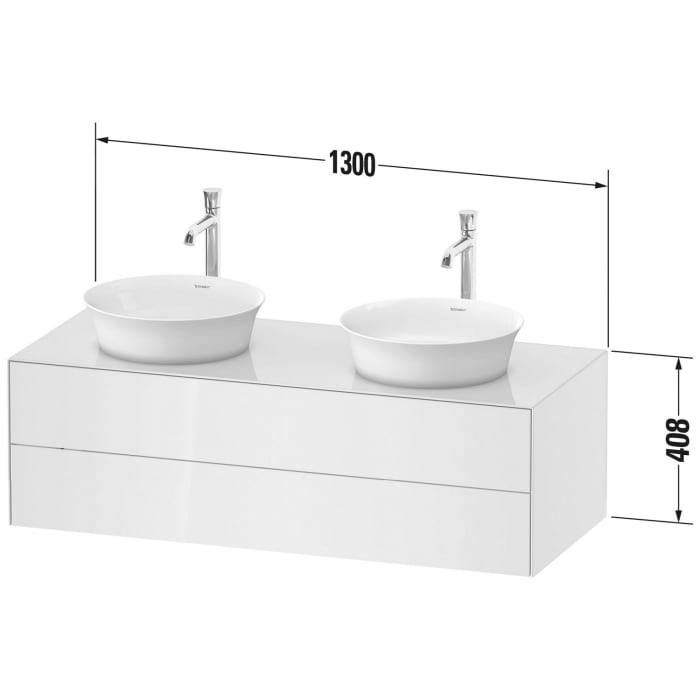 Duravit White Tulip Konsolenwaschtischunterbau mit zwei Ausschnitten 130 x 40,8 cm, 2 Auszüge, grifflos