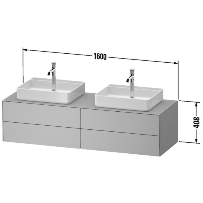Duravit White Tulip Konsolenwaschtischunterbau mit zwei Ausschnitten 160 x 40,8 cm, 4 Auszüge, grifflos, mit LED-Licht