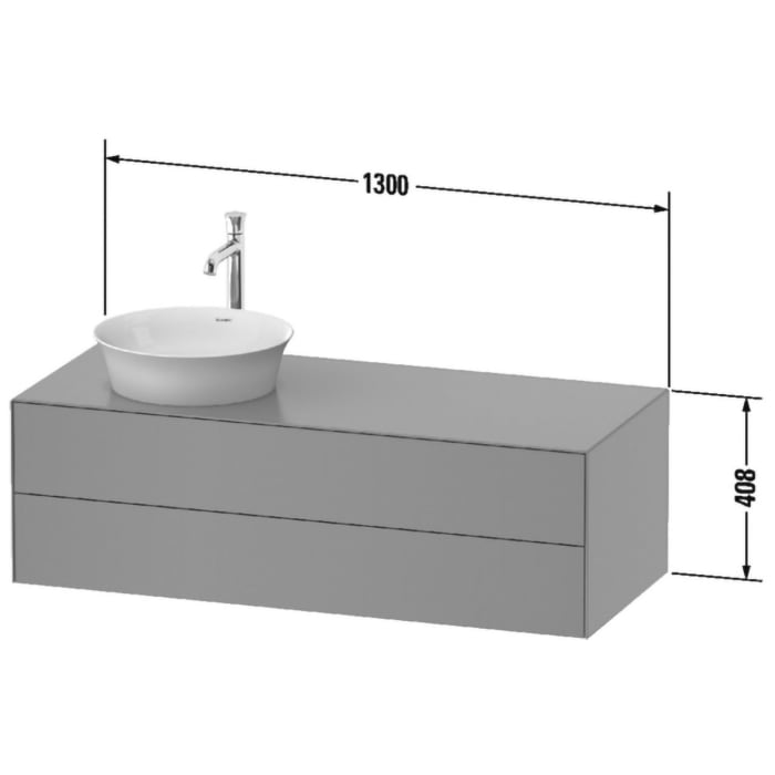 Duravit White Tulip Konsolenwaschtischunterbau mit Ausschnitt mittig 130 x 40,8 cm, 2 Auszüge, grifflos