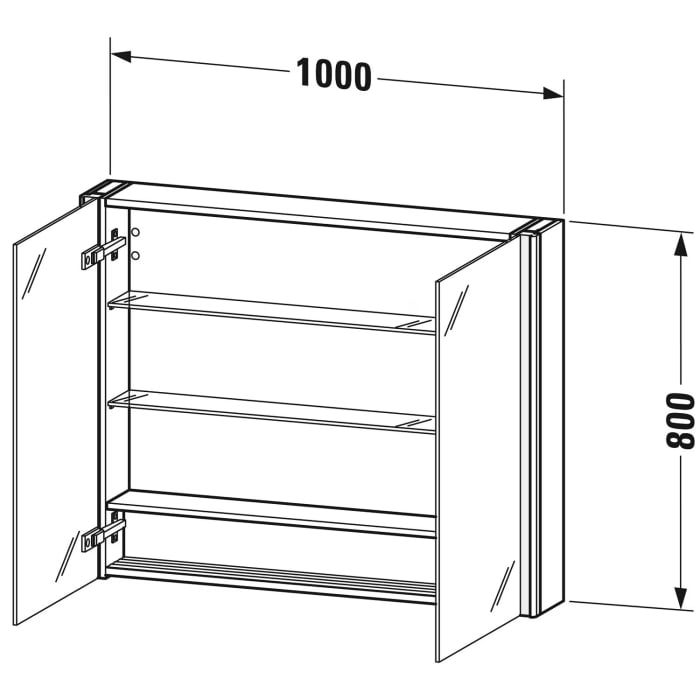 Duravit Xsquare Spiegelschrank 100 x 80 cm, 2 Türen, Steckdose: LKZ 1 (F)