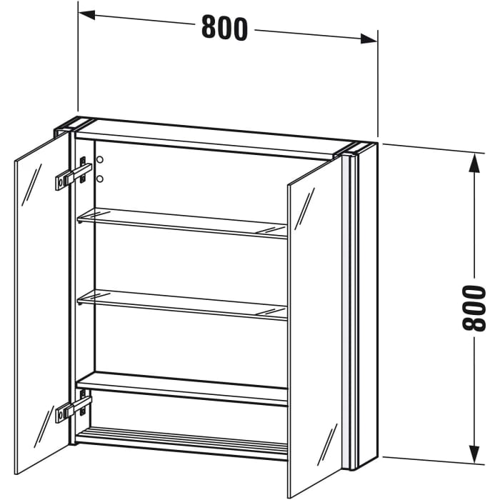 Duravit Xsquare Spiegelschrank 80 x 80 cm, 2 Türen, Steckdose: LKZ 1 (F)