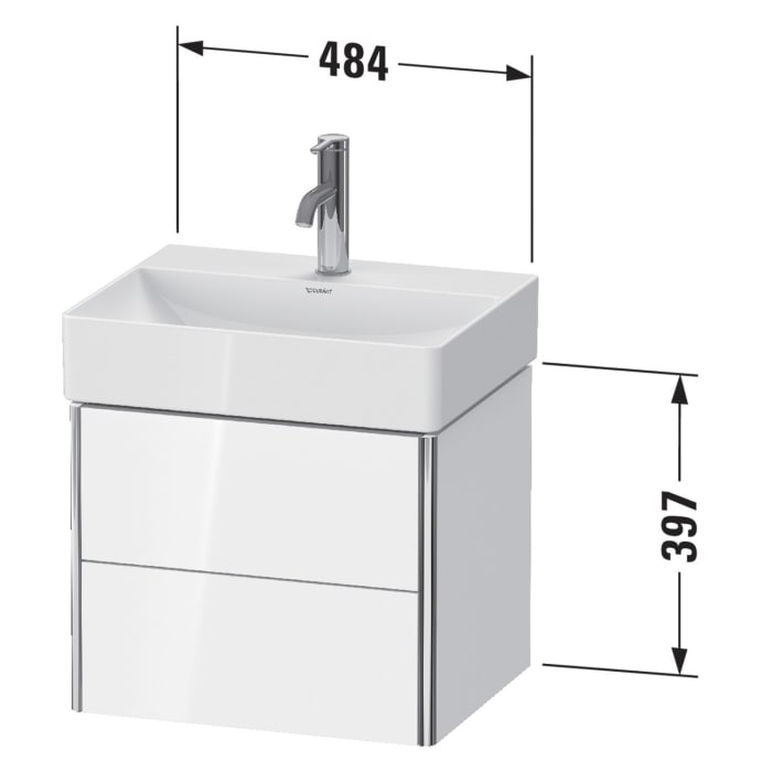 Duravit XSquare Waschtischunterbau wandhängend Compact 48,4 cm, mit 2 Schubkästen