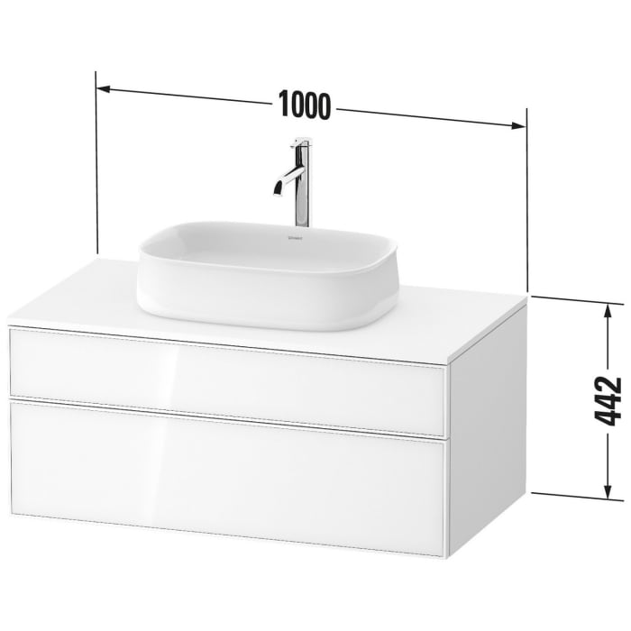 Duravit Zencha Konsolenwaschtischunterbau mit Ausschnitt mittig 100 x 44,2 cm, 2 Auszüge
