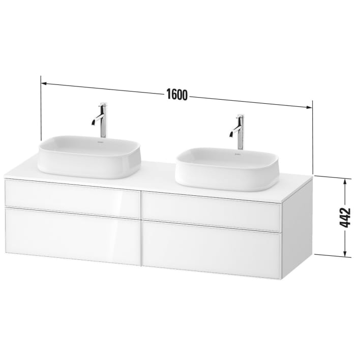 Duravit Zencha Konsolenwaschtischunterbau mit zwei Ausschnitten 160 x 44,2 cm, 4 Auszüge