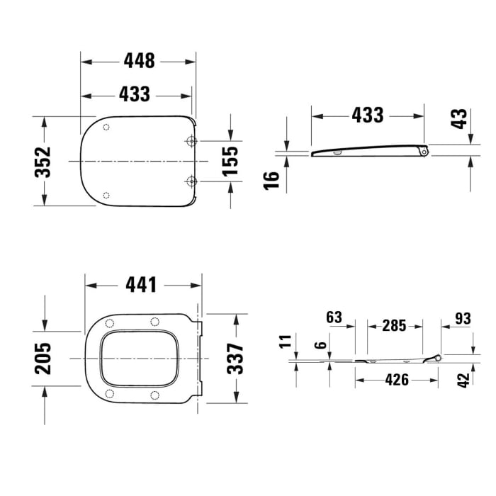 Duravit Universal WC-Sitz eckig mit Absenkautomatik