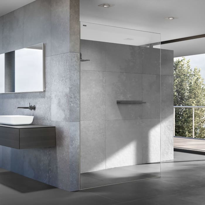 DUSCHOLUX Air 2 Walk-In Duschwand, Anschlag links mit Aufputz Wandprofil, Maßanfertigung bis 150 x 220 cm