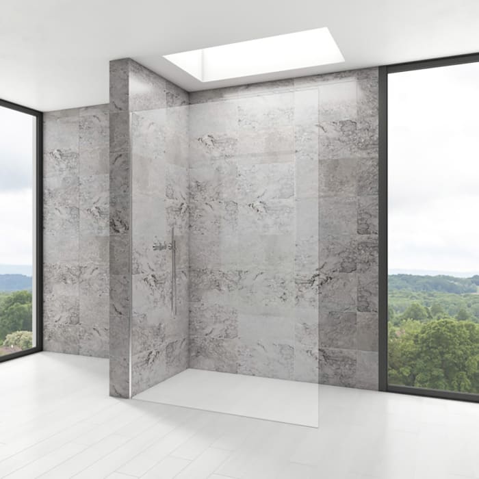 DUSCHOLUX Air 2 Walk-In Duschwand, Anschlag links mit Aufputz Wandprofil, Maßanfertigung bis 120 x 220 cm