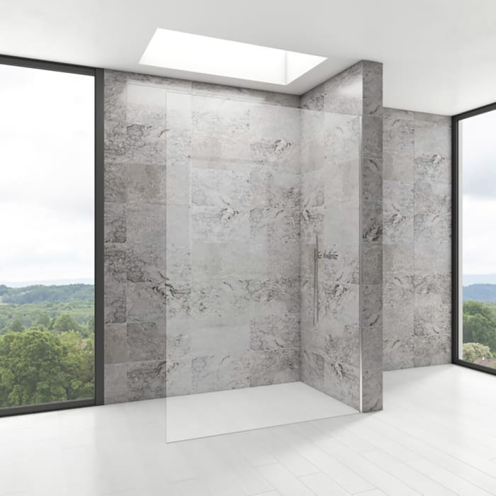 DUSCHOLUX Air 2 Walk-In Duschwand, Anschlag rechts mit Aufputz Wandprofil, Maßanfertigung bis 120 x 220 cm