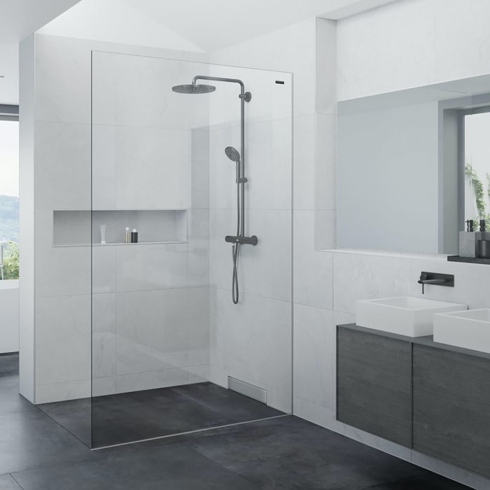 DUSCHOLUX Air 3 Walk-In Duschwand, Anschlag rechts, Maßanfertigung bis 120 x 220 cm