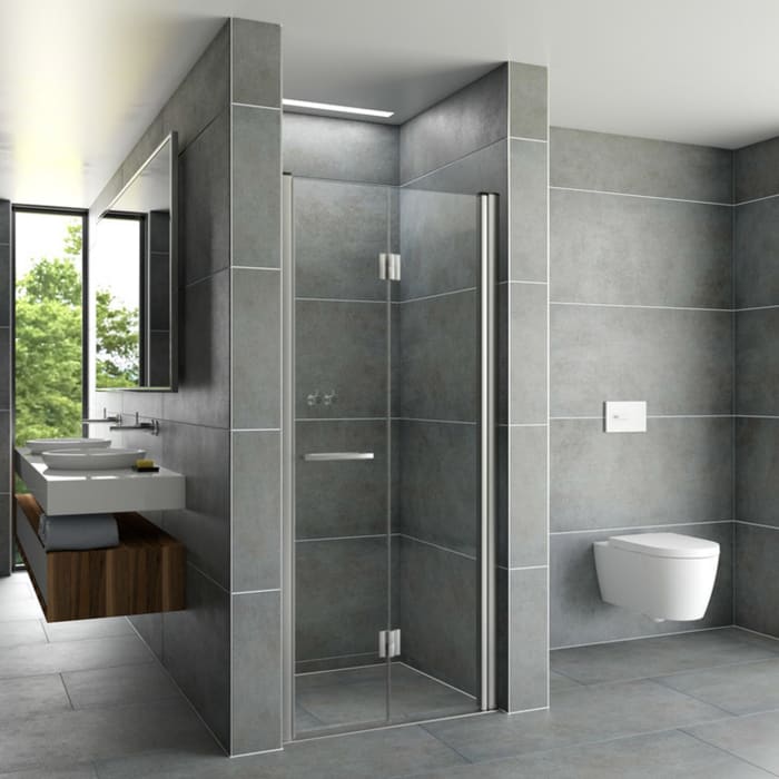 DUSCHOLUX Bella Vita 3 Drehfalttür 80 x 200 cm für Nische Türanschlag rechts, mit CareTec Pro-Beschichtung