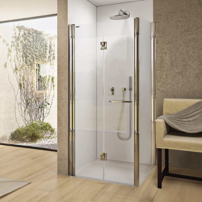 DUSCHOLUX Bella Vita 3 Drehfalttür Maßanfertigung bis 91 x 200 cm für Seitenteil, Anschlag links mit CareTec Pro-Beschichtung