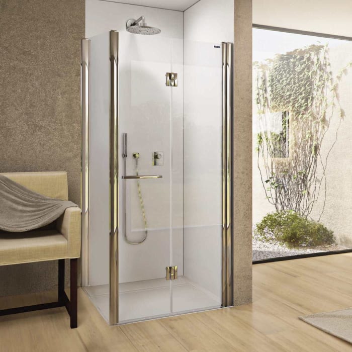 DUSCHOLUX Bella Vita 3 Drehfalttür 75 x 200 cm für Seitenteil, Anschlag rechts mit CareTec Pro-Beschichtung