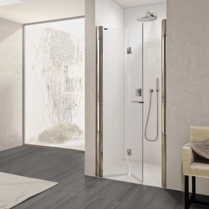 DUSCHOLUX Bella Vita 3 Drehfalttür Maßanfertigung bis 91 x 200 cm für Nische Türanschlag links, mit CareTec Pro-Beschichtung