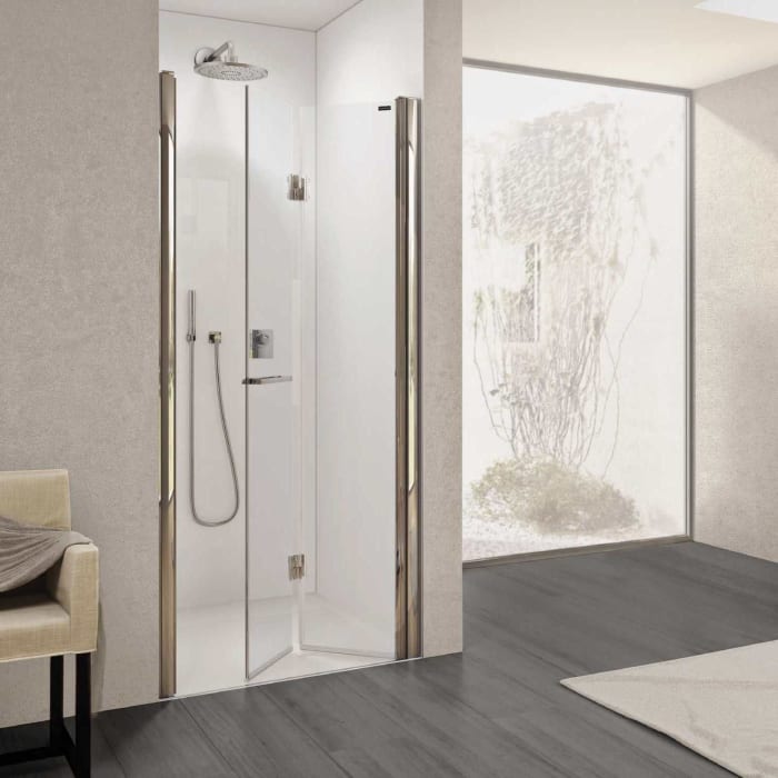 DUSCHOLUX Bella Vita 3 Drehfalttür 80 x 200 cm für Nische Türanschlag rechts, mit CareTec Pro-Beschichtung