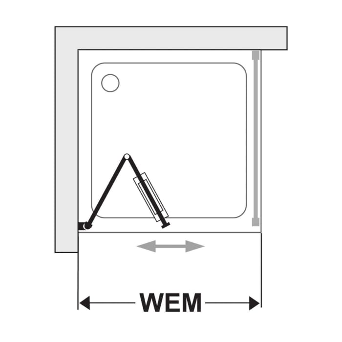 DUSCHOLUX Bella Vita 3 Drehfalttür 70 x 200 cm für Seitenteil, Anschlag links mit CareTec Pro-Beschichtung