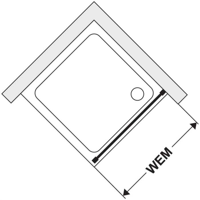 DUSCHOLUX Bella Vita 3 Seitenteil rechts 70 x 200 cm, mit CareTec Pro-Beschichtung