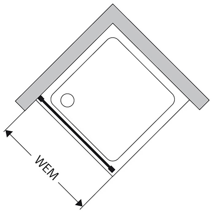 DUSCHOLUX Bella Vita 3 Seitenteil links Maßanfertigung bis 120,5 x 200 cm verkürzt freihängend zur Kombination mit Pendeltür und Drehfalttür, mit CareTec Pro-Beschichtung