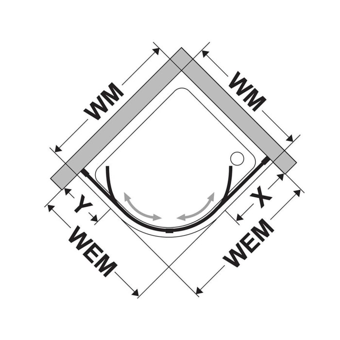 DUSCHOLUX Bella Vita 3 Plus Runddusche asymmetrisch mit Schiebetür Maßanfertigung bis B: 90 x 100 H: 200 cm, Mod. 804