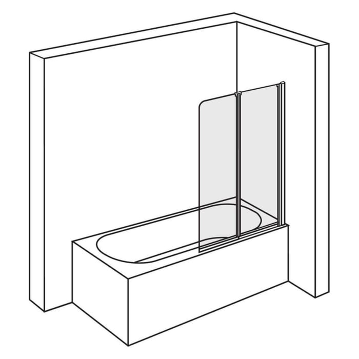 DUSCHOLUX Bella Vita C Faltduschwand 2-teilig 129 x 150 cm für Badewannen, Montage rechts mit CareTec Pro-Beschichtung