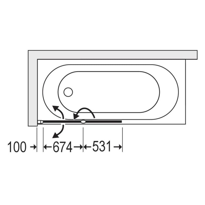 DUSCHOLUX Bella Vita C Faltduschwand 2-teilig Maßanfertigung bis 124 x 150 cm für Badewannen, Montage links mit CareTec Pro-Beschichtung