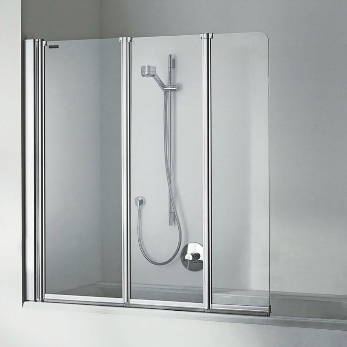 DUSCHOLUX Bella Vita C Faltduschwand 3-teilig Maßanfertigung bis 140 x 150 cm für Badewannen, Montage links mit CareTec Pro-Beschichtung