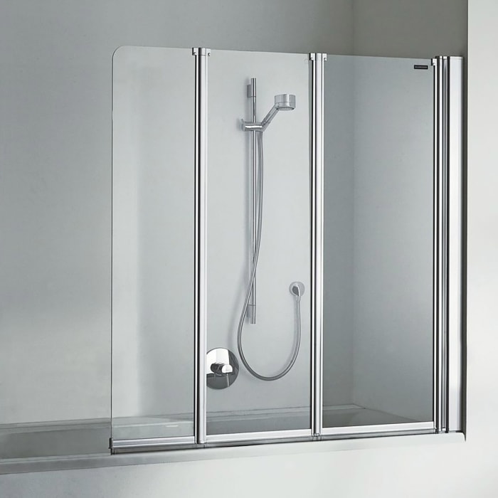 DUSCHOLUX Bella Vita C Faltduschwand 3-teilig Maßanfertigung bis 140 x 150 cm für Badewannen, Montage rechts mit CareTec Pro-Beschichtung