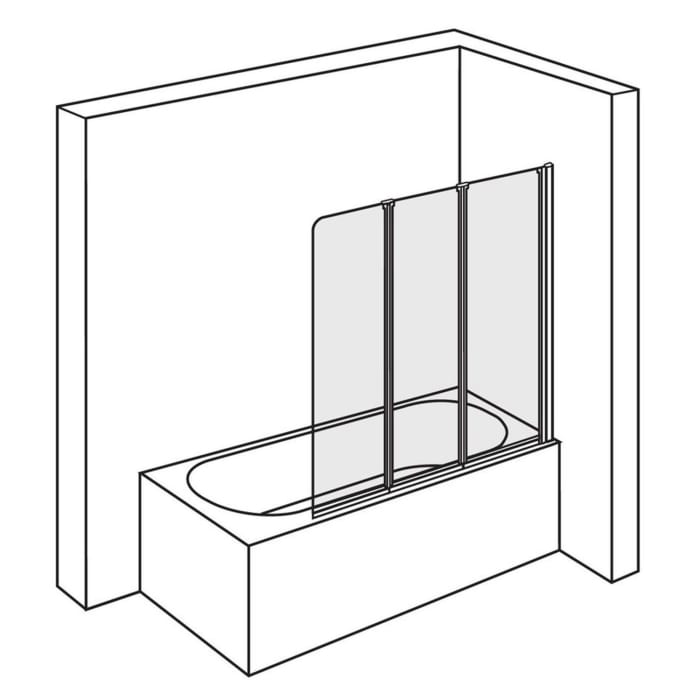 DUSCHOLUX Bella Vita C Faltduschwand 3-teilig 140 x 150 cm für Badewannen, Montage rechts mit CareTec Pro-Beschichtung