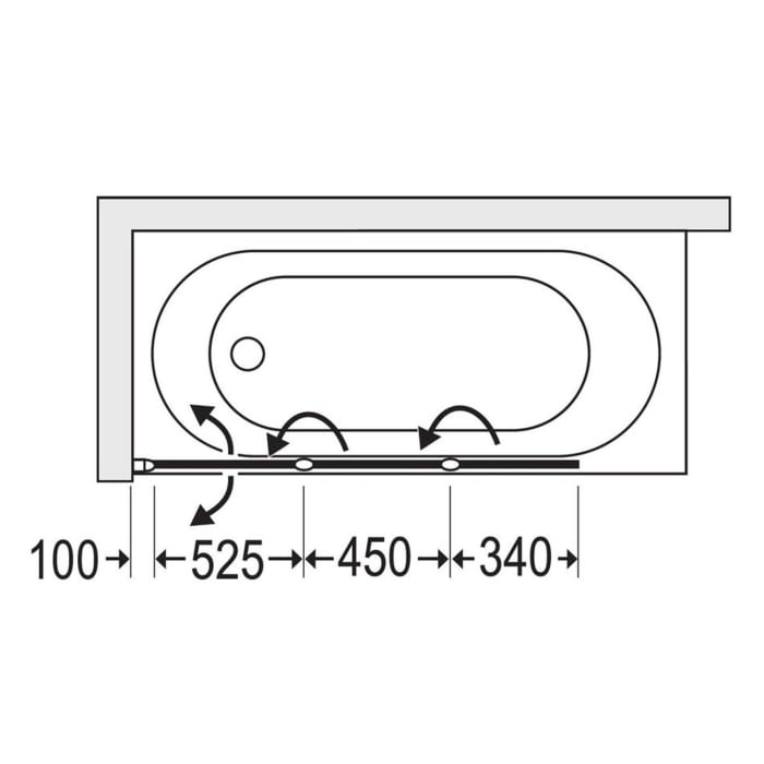 DUSCHOLUX Bella Vita C Faltduschwand 3-teilig Maßanfertigung bis 140 x 150 cm für Badewannen, Montage links mit CareTec Pro-Beschichtung