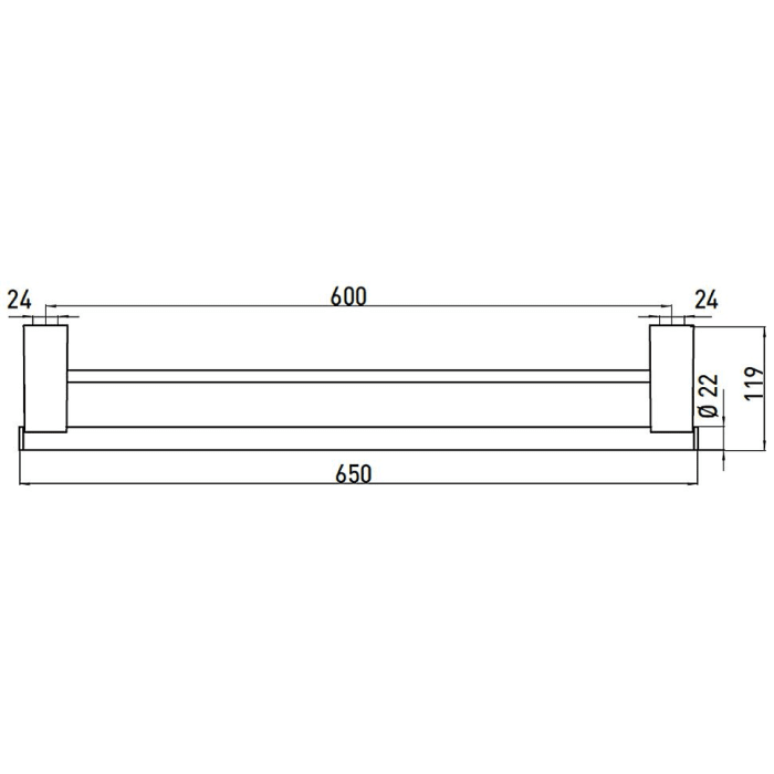 Emco system 2 Badetuchhalter doppelt, 65 cm