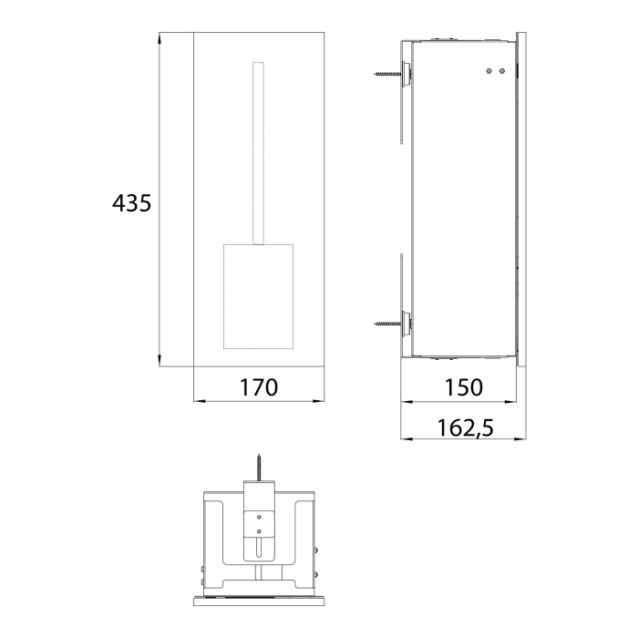 Emco asis pure Toilettenbürstengarnitur-Modul - Unterputzmodell, Anschlag rechts