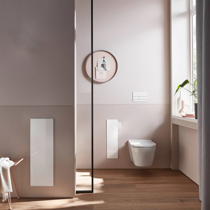 emco asis pure Toilettenbürstengarnitur-Modul - Unterputz, Glasfront, Anschlag links
