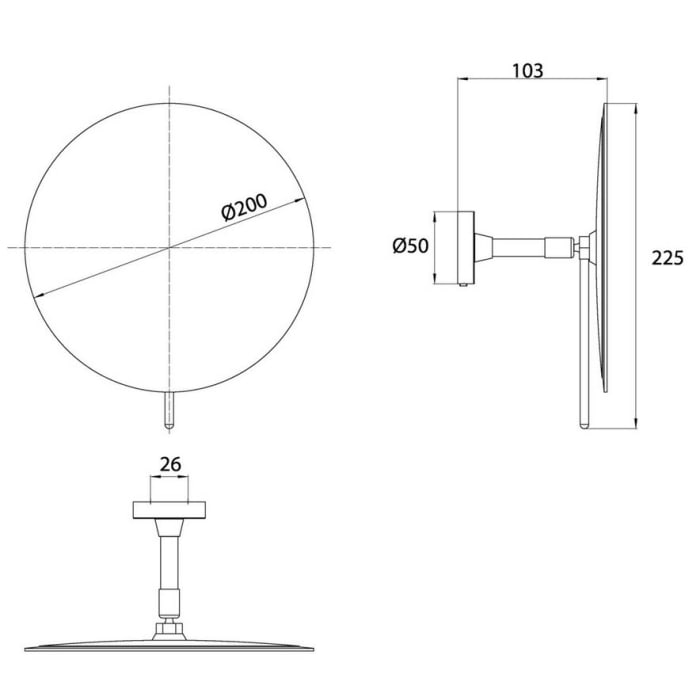 Emco round chrom Rasier- und Kosmetikspiegel Wandmodell mit 3-fach Vergrößerung, rund Ø 20 cm, glue system