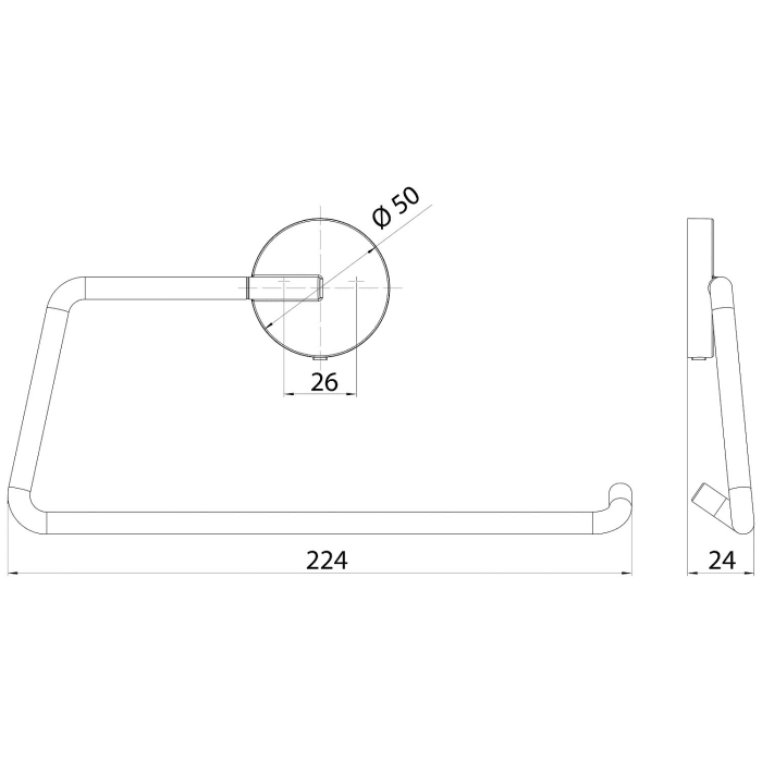 Emco round Handtuchring starr, rechts offen