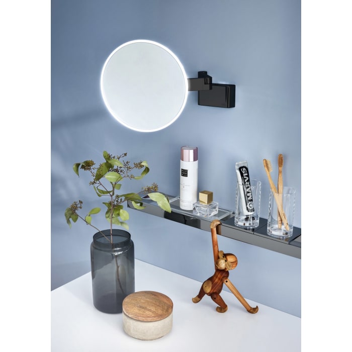 Emco Evo LED Rasier- und Kosmetikspiegel mit Spiralkabel und Stecker, rund