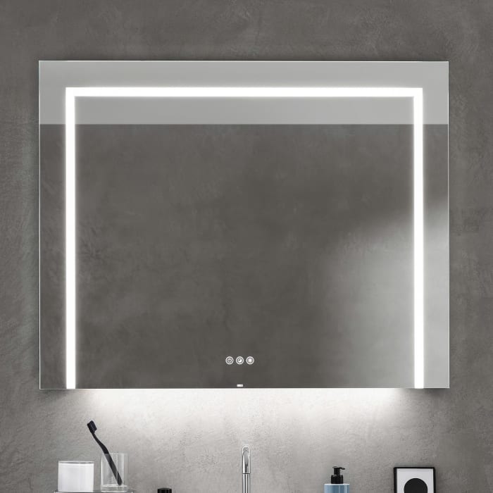 Emco MI 220+ LED-Badspiegel 70 cm mit drei Lichtausschnitten und Touch-Bedienfeld in Aluminium