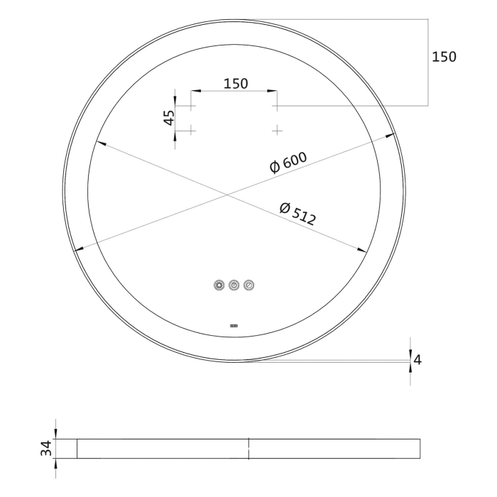 Emco Round LED-Lichtspiegel Ø 60 cm