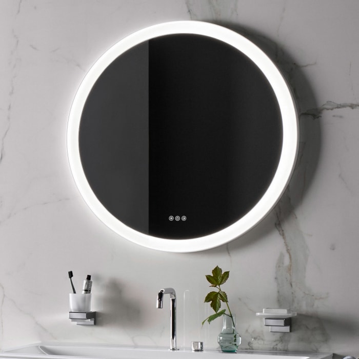 Emco Round Badezimmerspiegel mit LED-Beleuchtung und Metallrahmen, Ø 70 cm
