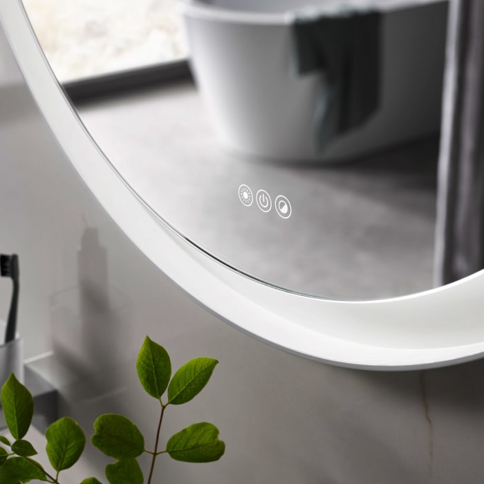 Emco Badezimmerspiegel Round Ø 90 cm mit LED-Beleuchtung und Metallrahmen